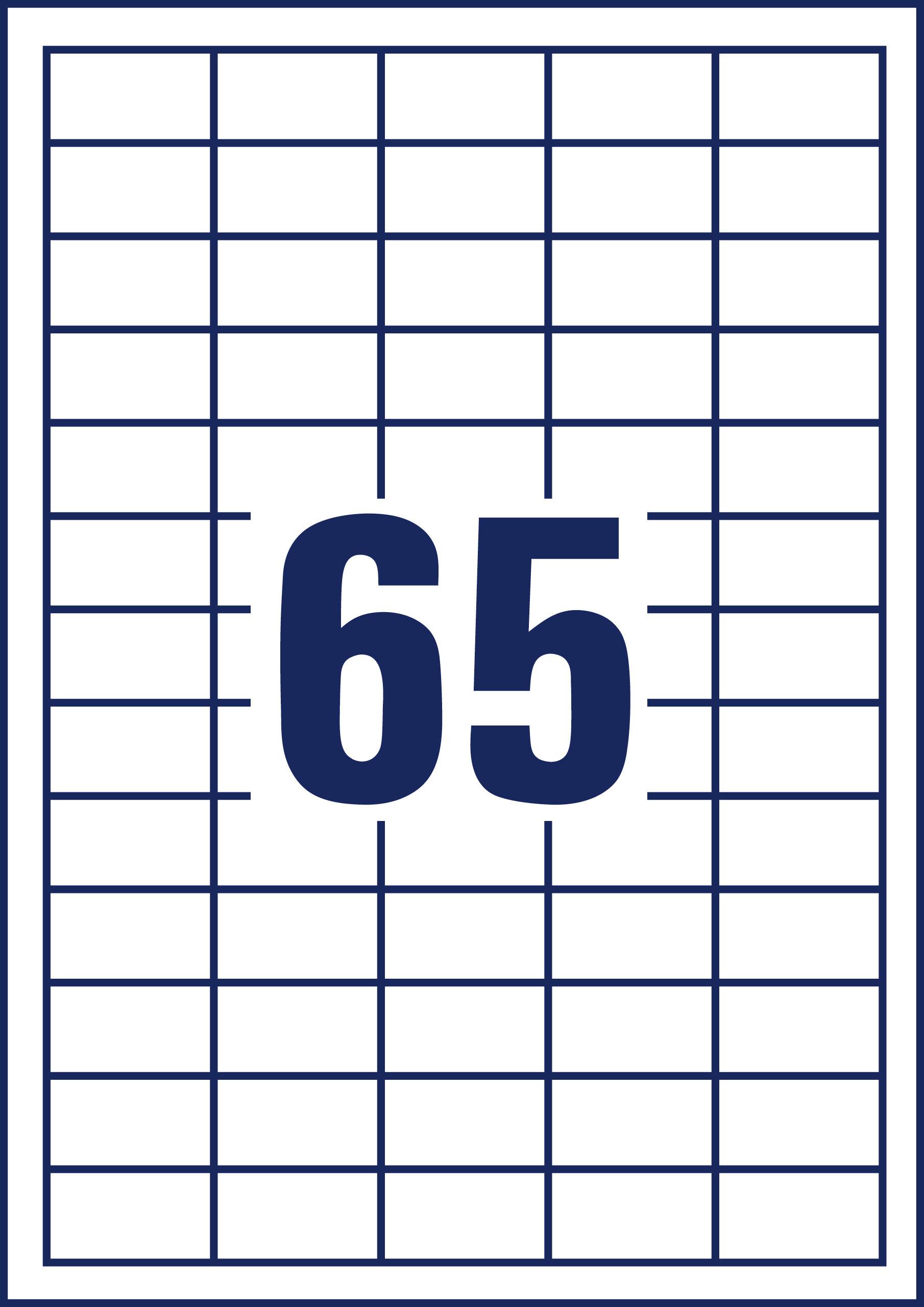 Blue and white grid with the number '65' in the centre on a rectangular background.