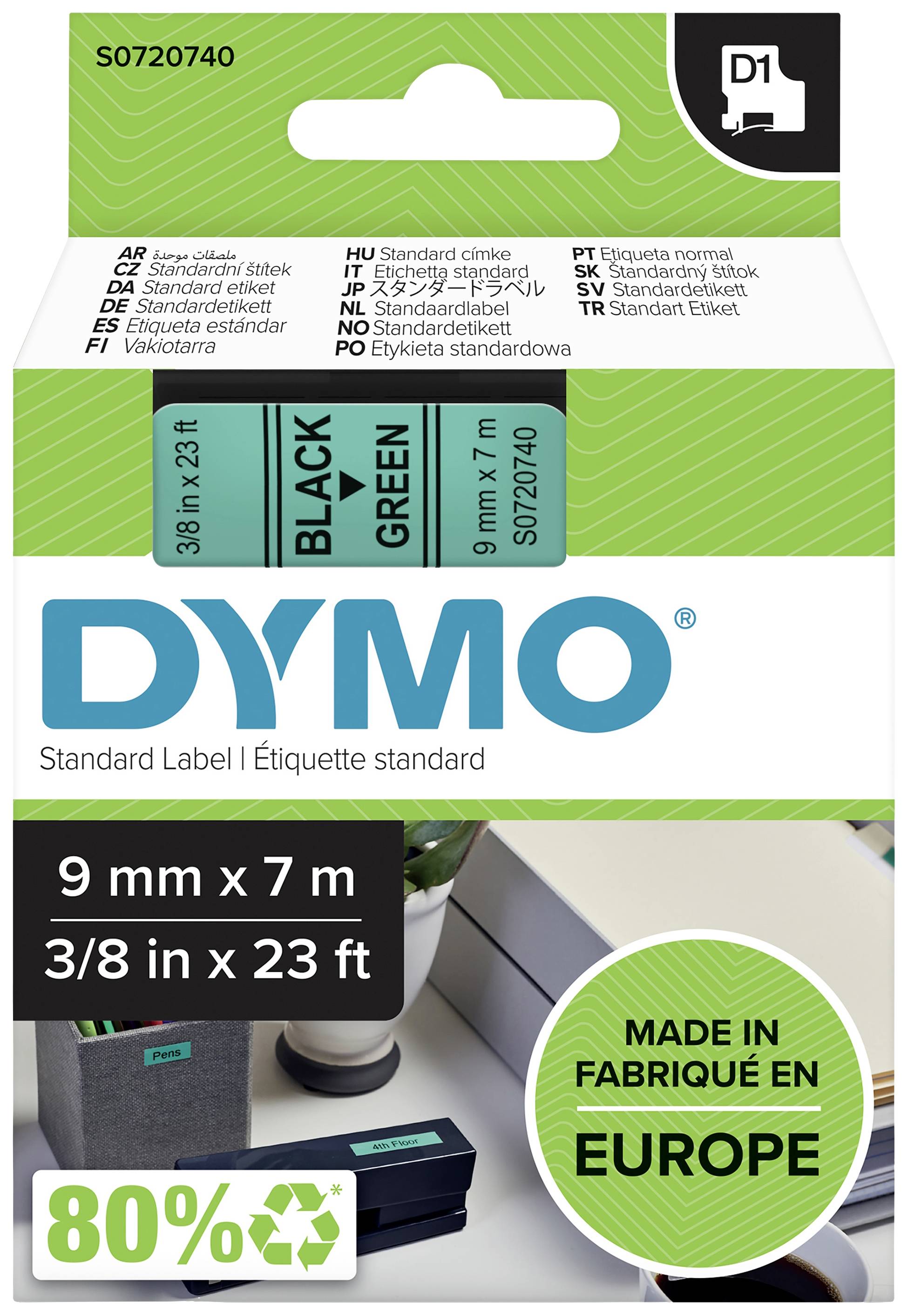 DYMO 40919 Labelling tape Polyester Tape colour: Green Font colour: Black 9 mm 7 m