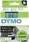 'DYMO' Label Packaging, black text on green labels, 9 mm x 7 m. Manufactured in Europe with 80% recycled material.