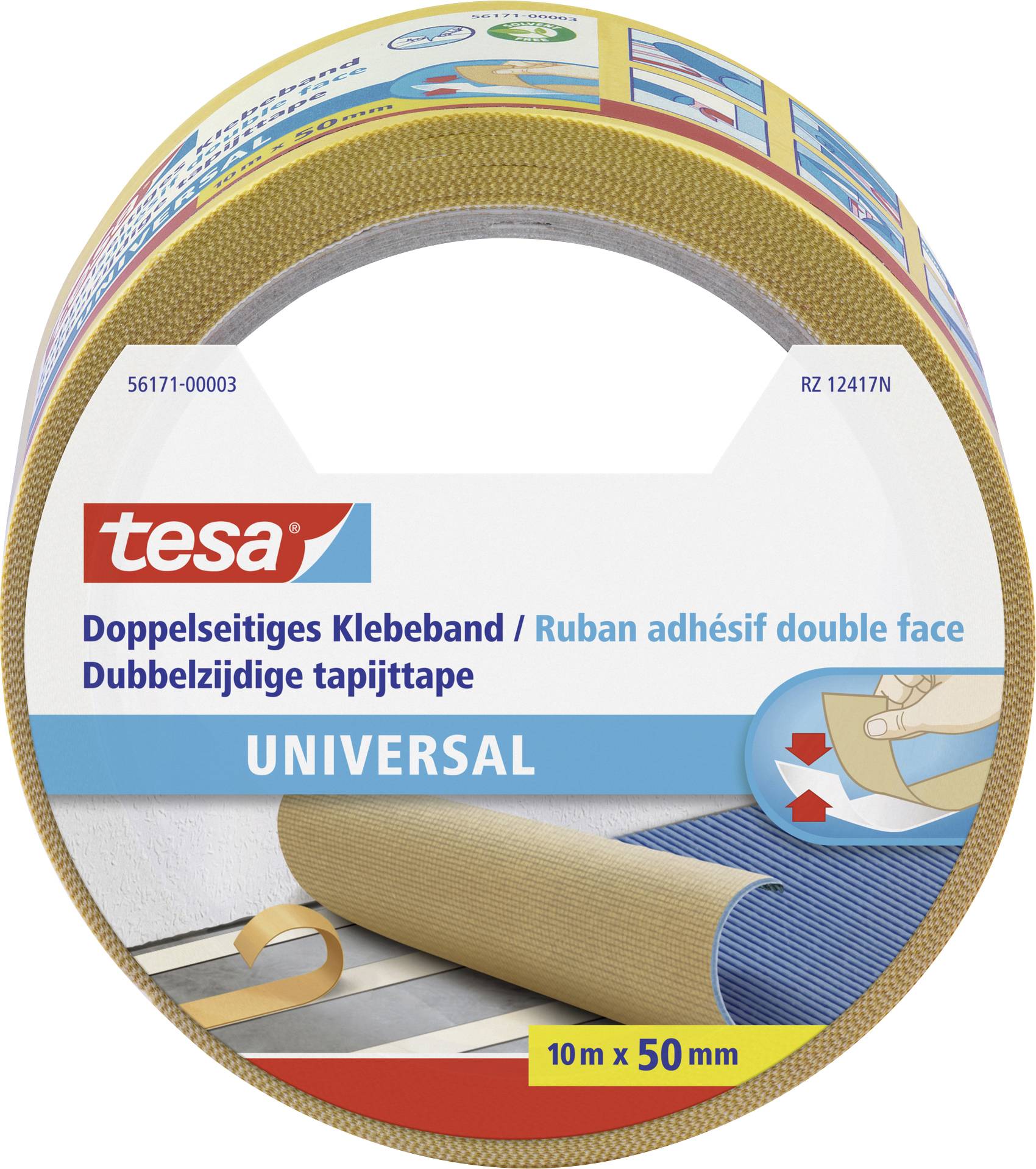 tesa UNIVERSAL 56171-00003-11 Double sided adhesive tape White (L x W) 10 m x 50 mm 1 pc(s)