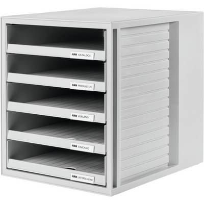 A white document holder with five drawers labelled 'Catalogues', 'Price Lists', 'Dispatch', 'Incoming' and 'Delivery Notes'.