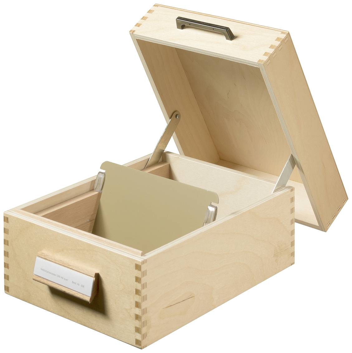 HAN 506 506 Card index box Natural wood No. of cards (max.): 900 cards A6 landscape incl. metal prop, retractable lid with handle