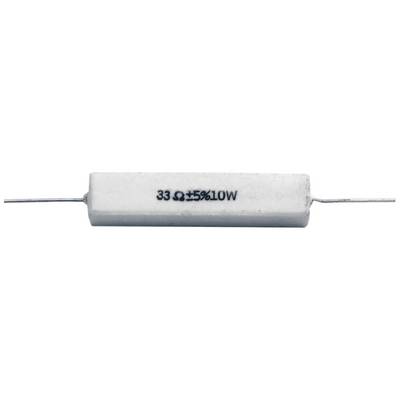 A white cylindrical resistor marked '33Ω ±5% 10W', with connections at both ends.