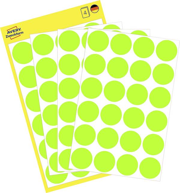 Avery-Zweckform 3174 Labels Ø 18 mm Paper Green (fluorescent) 96 pc(s) Permanent adhesive Sticky dots