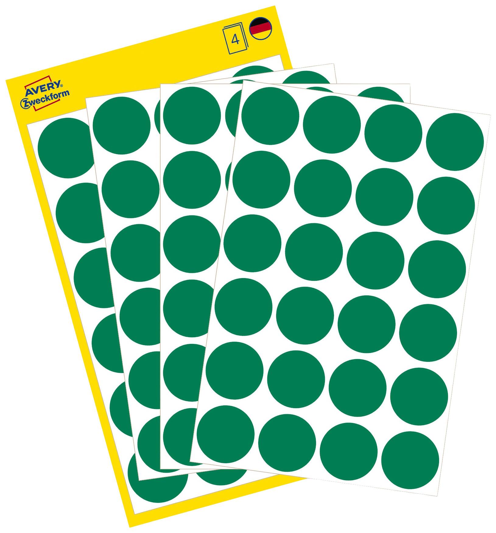 Avery-Zweckform 3006 Labels Ø 18 mm Paper Green 96 pc(s) Permanent ...