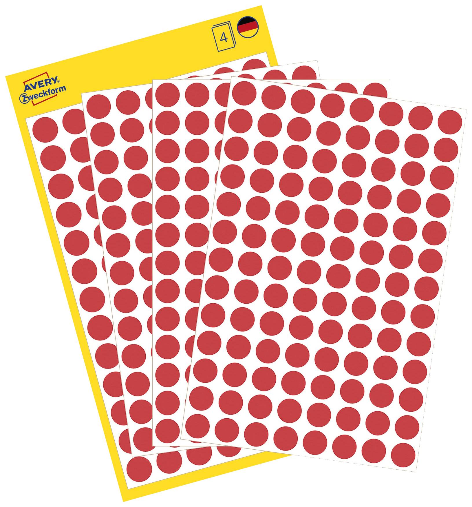 Avery-Zweckform 3010 Labels Ø 8 mm Paper Red 416 pc(s) Permanent adhesive Sticky dots
