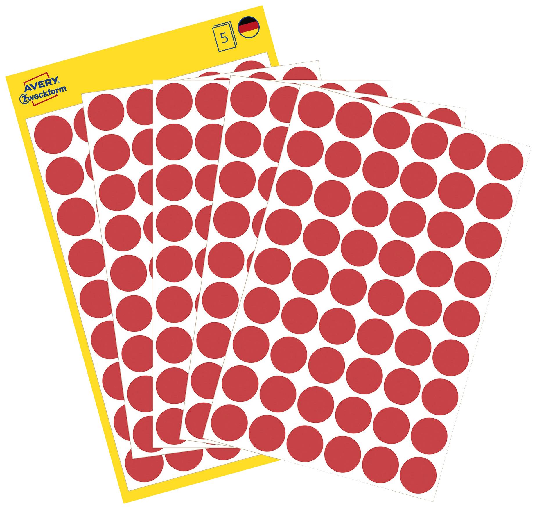 Avery-Zweckform 3141 Labels Ø 12 mm Paper Red 270 pc(s) Permanent adhesive Sticky dots