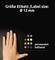 A hand points to various colour options for labels with a 12 mm diameter. Labels are permanently adhesive.