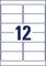 '12' in the middle of a rectangular label, surrounded by twelve empty fields, evenly distributed across four rows.
