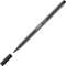 Black Stabilo pen with cap removed, positioned horizontally on a white background.