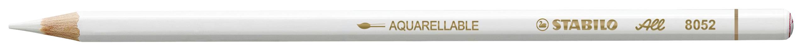 White pencil with the inscription 'AQUARELLE' and 'STAEDTLER 146 003 T', lying on its side.