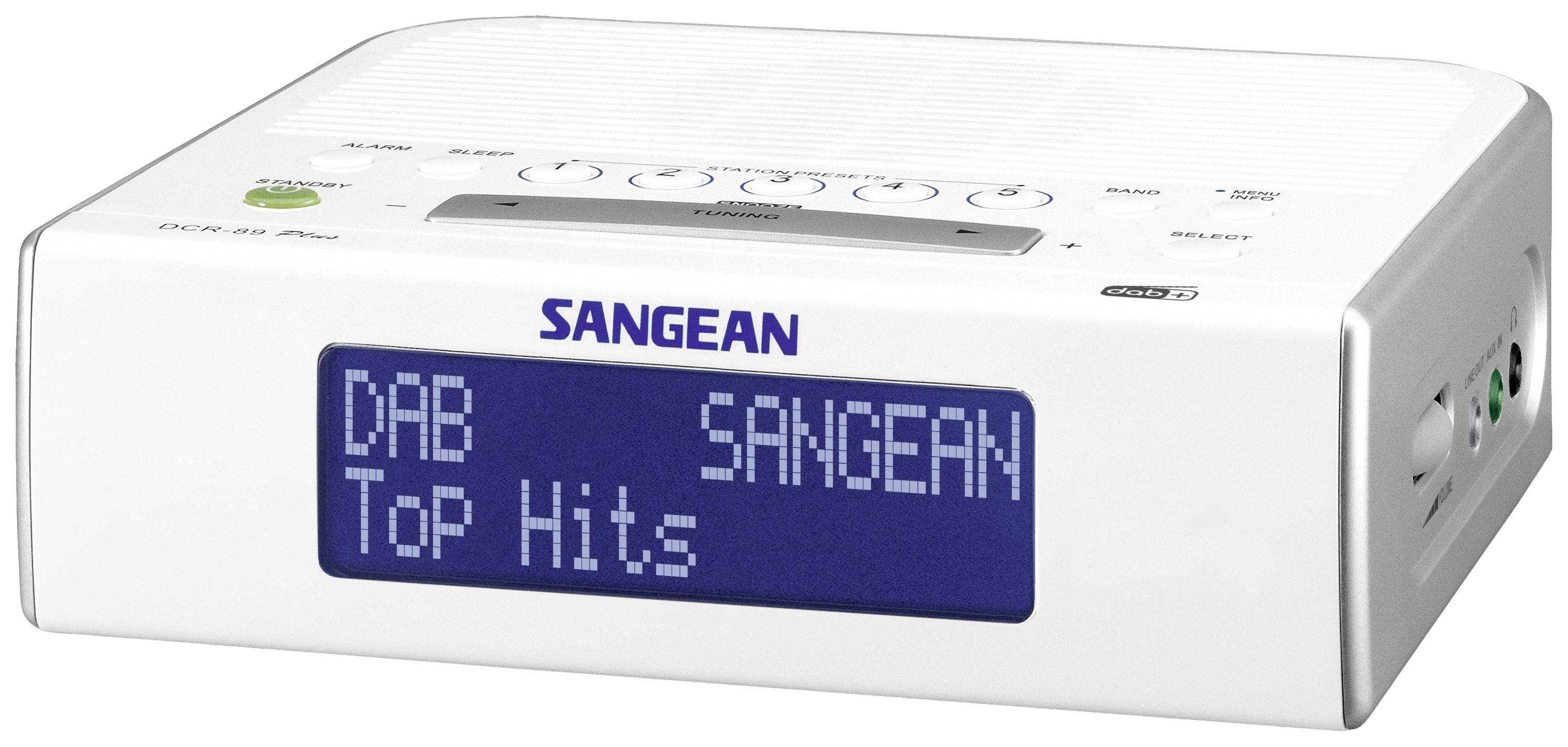 Sangean DCR-89+ Radio alarm clock DAB+, FM AUX White