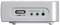 Grey audio amplifier with volume control knob. Connections: 'LINE OUT', 'AUX IN', headphone socket.