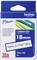 A pack of Brother P-Touch laminating cassette, 18 mm, clear, for labelling. Contains text examples 'INVOICES' and 'EXPENSES'.