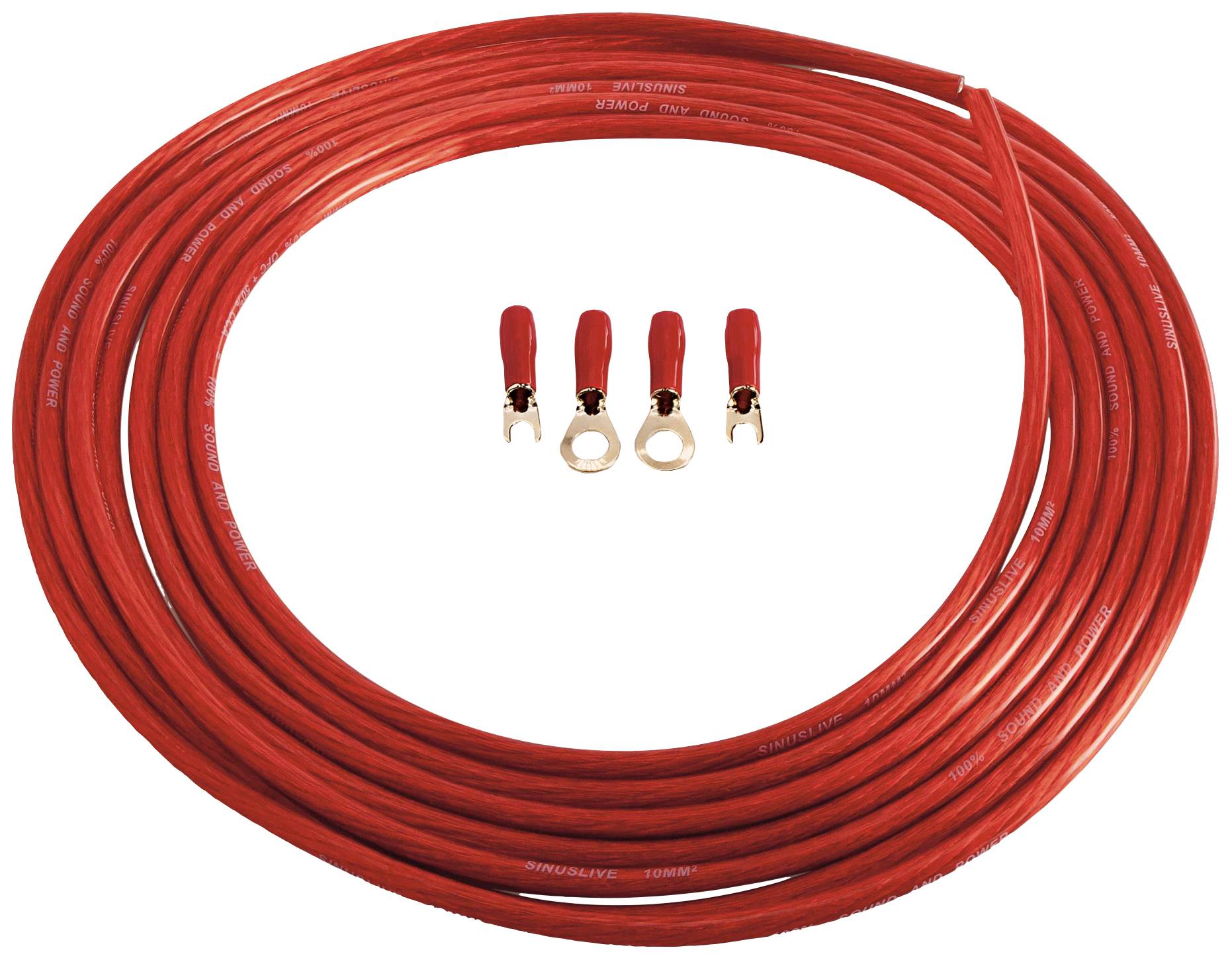 Sinuslive Car stereo power cable set 10 mm² gold-plated