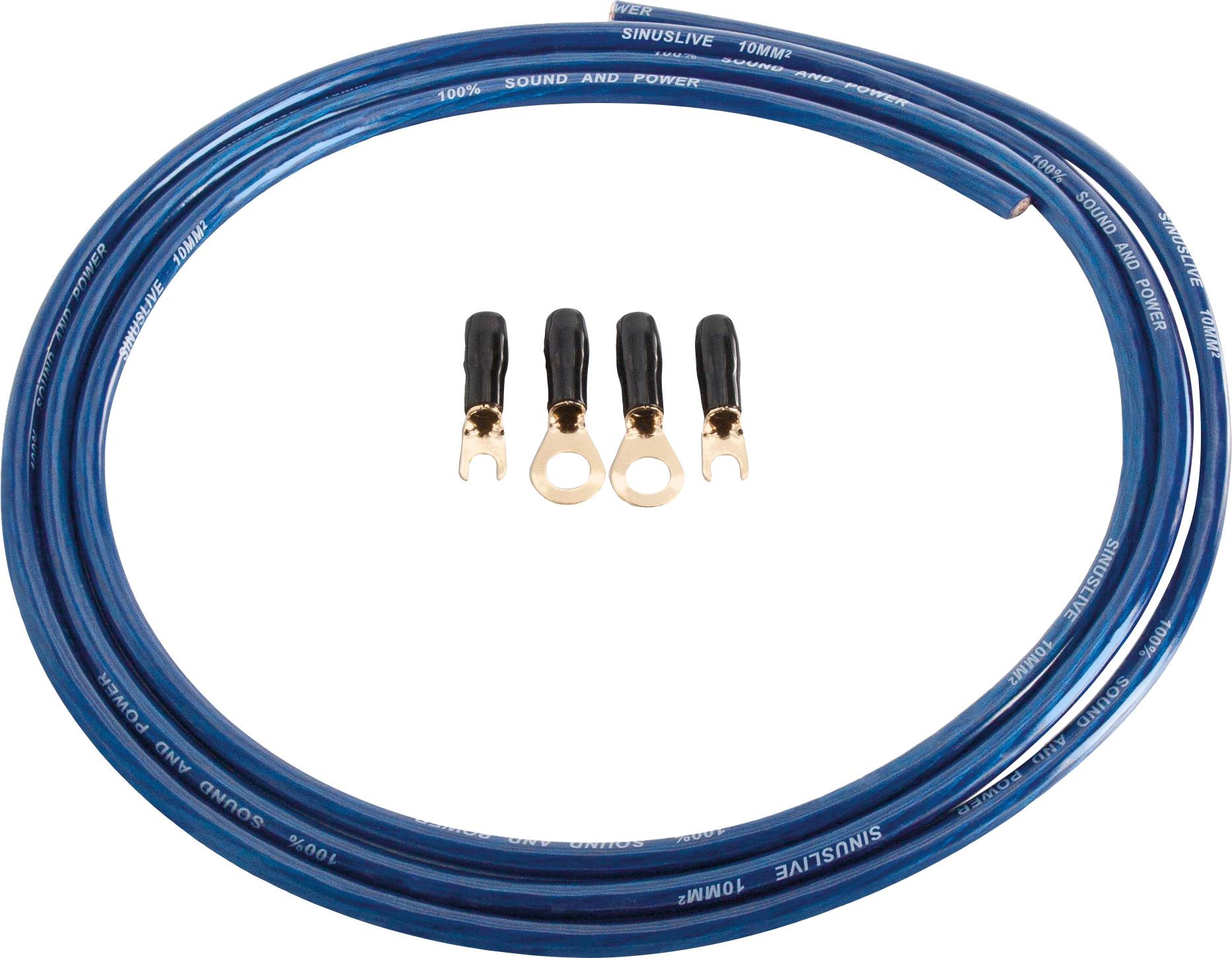 Sinuslive Car stereo power cable set 10 mm² gold-plated