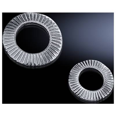 Two metallic rings with ribbed surfaces on a dark background. The larger ring is positioned top left, the smaller ring bottom right.