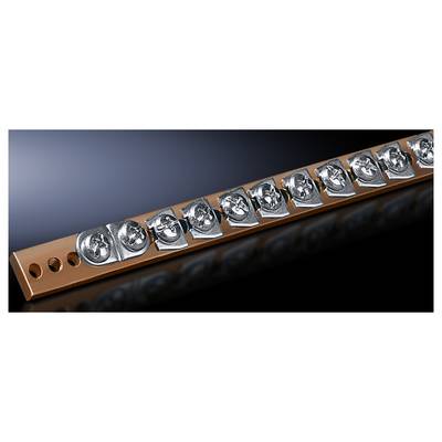 Metal rail with metal clips arranged in a row on a dark background. Clips are symmetrically positioned.