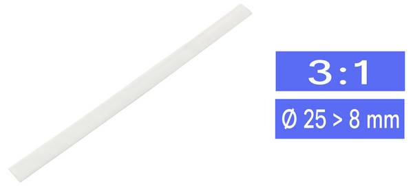Heatshrink w/o adhesive White 25 mm 8 mm Shrinkage:3:1 Sold per metre