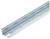 Metal channel with U-profile, with a gleaming silver surface, used in electronic assembly for component mounting.