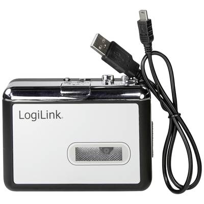 A portable cassette recorder by LogiLink with USB connection cable, for digitising audio cassettes on PCs.
