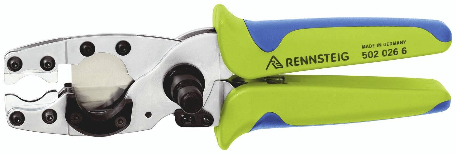 Pliers with blue-green handles and metal joint, suitable for cutting thick cables and wires. Brand: Rennsteig.