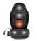 Massage seat cover with six illuminated massage zones, side-mounted remote control.
