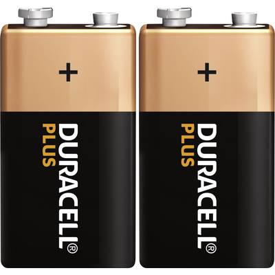 Two Duracell Plus 9V batteries placed side by side, with a copper and black design.