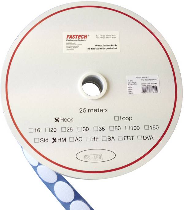 FASTECH® Hook-and-loop stick-on dot stick-on (hot melt adhesive) Loop pad (Ø x L) 35 mm x 5 m White 5 m