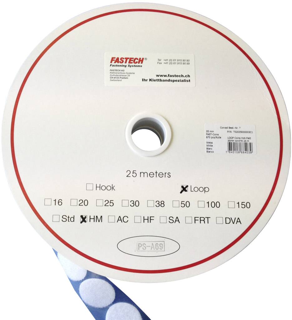 FASTECH® T02035000003C1 Hook-and-loop stick-on dot stick-on (hot melt adhesive) Hook pad (Ø) 35 mm White 1 pc(s)