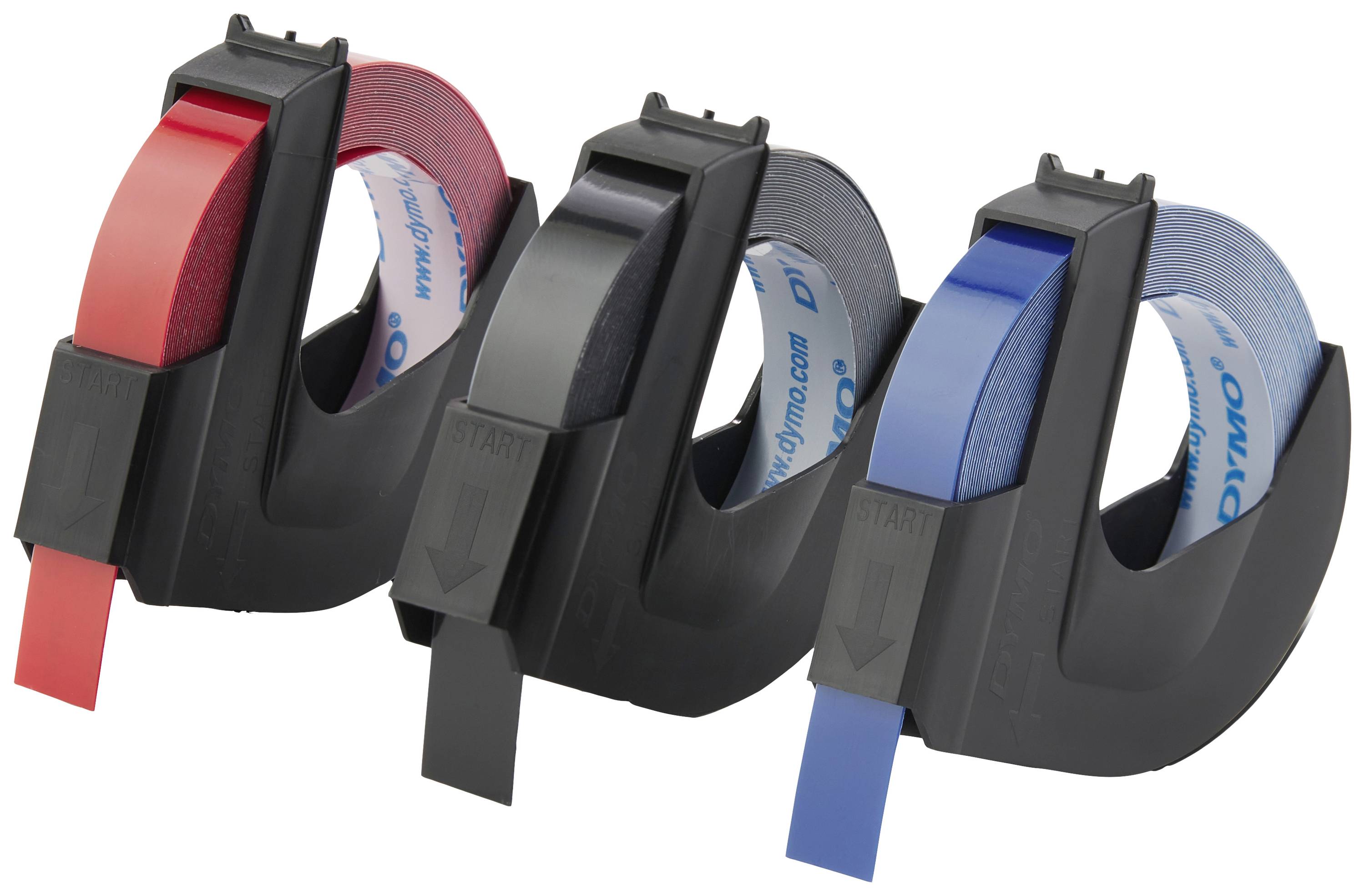 DYMO 3D Embossing tape, labelling tape 3-piece set Plastic Tape colour: Blue-red, Blue-black Font colour: White 9 mm 3 m S0847750
