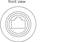 Drawing of an RJ-45 socket in top view with three concentric circles around it.