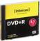 A DVD in an Intenso sleeve with the label 'DVD+R 8.5 GB, 8x 240 MINS, DOUBLE LAYER', under 'for everyday life'.