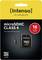 Intenso microSDHC Class 4 memory card with 16 GB capacity and adapter. Packaging shows product image of the card and adapter.
