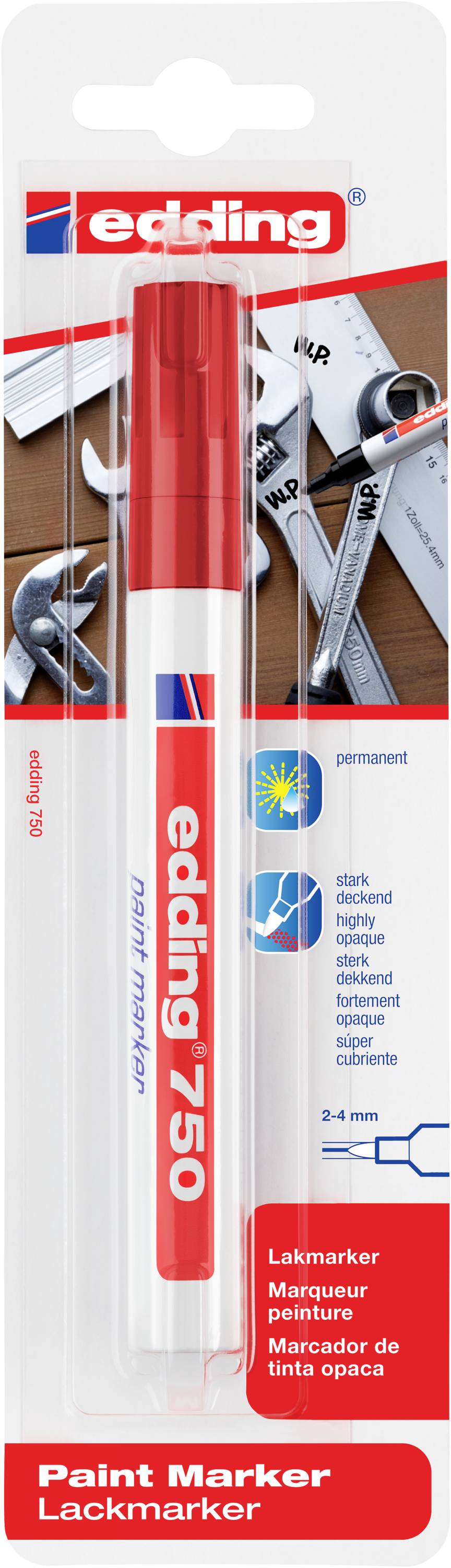 Edding Lackmarker 4-750-1-3002 Paint marker Red 2 mm, 4 mm