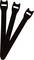 Three black hook and loop cable ties, arranged side by side on a light background.