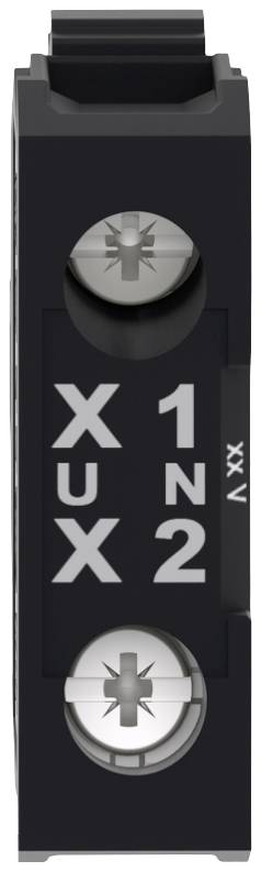 Terminal block with two screw connections, labelled 'X1', 'X2', 'XU'. One screw at the top and bottom for cable securing.