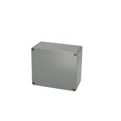 A rectangular grey enclosure with rounded corners and four screws at each corner on the front side.
