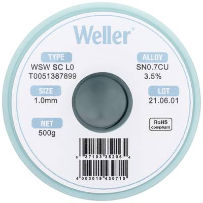 Weller WSW SC L0 Solder, lead-free Reel Sn0,7Cu  500 g 1 mm