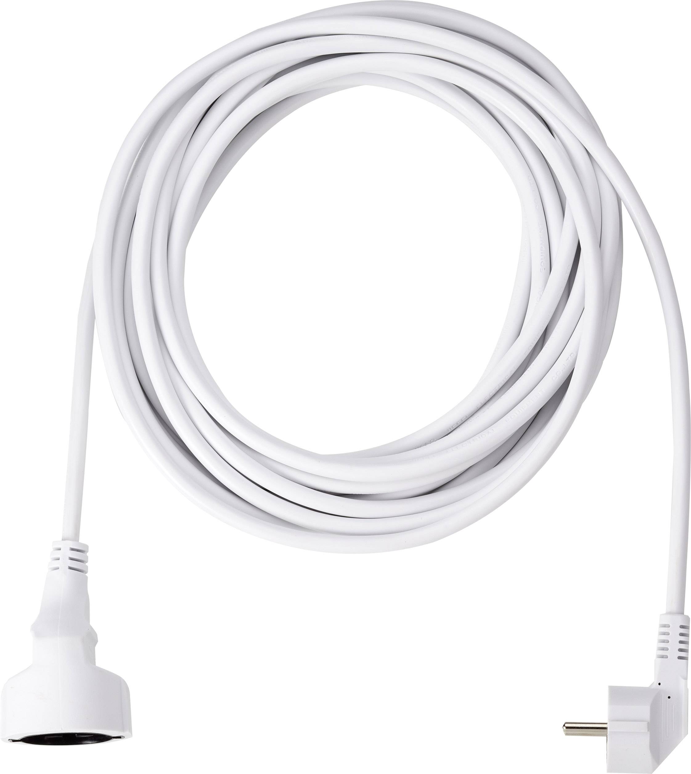 Extension lead, UK/EU plug, white, length approx. 3 metres. Used for powering electrical devices.