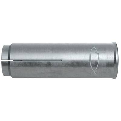 Silver cylindrical metal tool or connector with a side slot and fish-shaped outline near the right end.