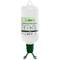 Eye rinse bottle with green cap and label. Contains 0.9% sodium chloride solution. Date of use: 2022.