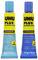 Two tubes of UHU Plus Rapid Araldite 2-Component Epoxy Adhesive. Left: Resin, 18g/15ml. Right: Hardener, 17g/15ml. Working time: 5 minutes.