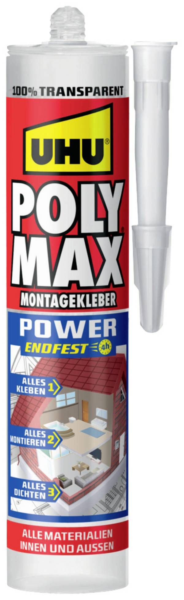 UHU Poly Max® Power Transparent Adhesive sealant Factory colour Transparent 47855 300 g