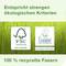 'Meets strict ecological criteria. 100% recycled fibres.' FSC® and EU Ecolabel logos on a green background.