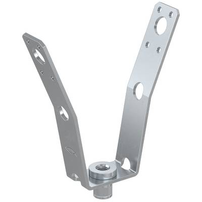 Two angled metal brackets with mounting holes attached to a central threaded fastener, shown on a white background.