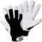 A pair of work gloves with a white palm and black back of the hand. Brand name 'Gritty' displayed on the cuff.