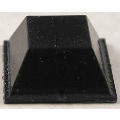 A black, square, pyramid-shaped object with a flat base resting on a light surface.