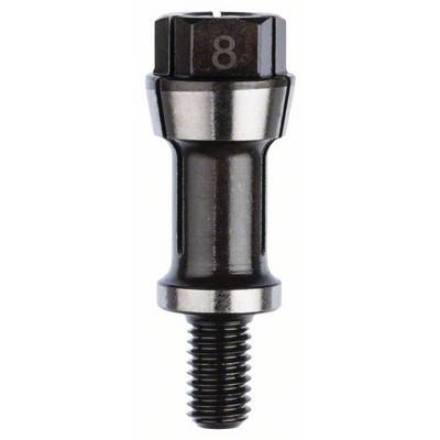 A black metallic screw with a wide, hexagonal head, on which the number '8' is printed.