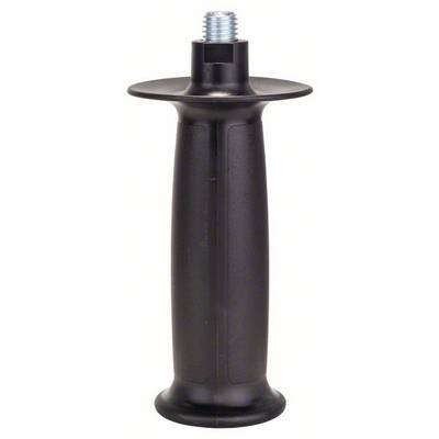 Black plastic handle with metal thread at the top, suitable for attachment to tools or devices for better grip.
